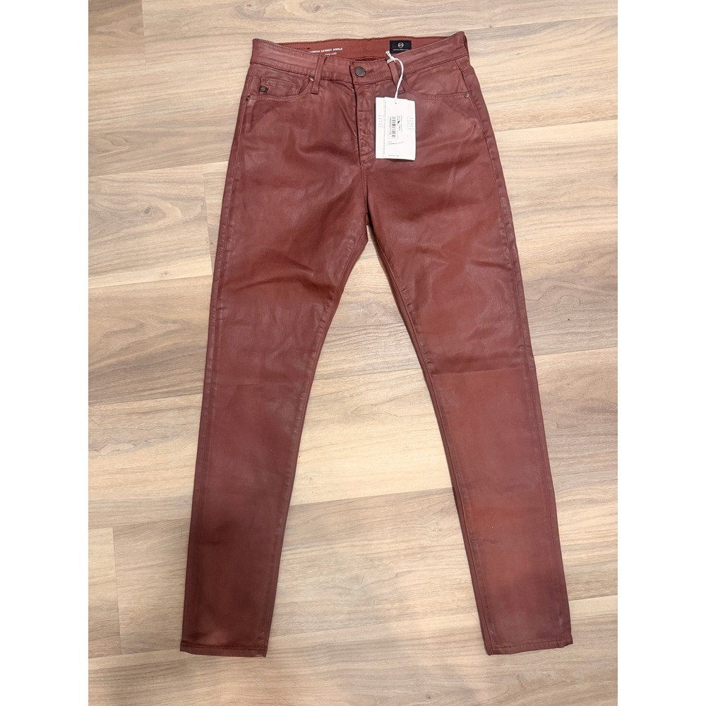 AG Adriano Goldschmied Farrah Skinny Ankle Coated Jeans High Rise Red 27R